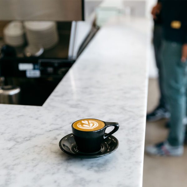 Lino Espresso And Saucer Black Marble Counter Lifestyle