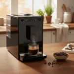 מכונת קפה אוטומטית מליטה סולו פיור בלאק - מבט קדמי, מדגיש את העיצוב המינימליסטי השחור ואת פאנל התפעול הפשוט.