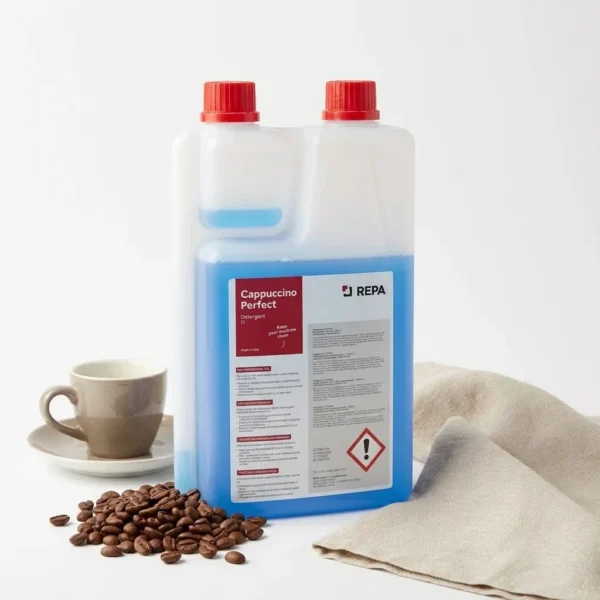 נוזל ניקוי שאריות חלב למכונת קפה Repa Cappuccino perfect - הדגמת שימוש לניקוי וחיטוי של צינורית הקיטור (סטימר)