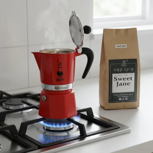 האריזה הרשמית של מקינטה Bialetti Rainbow 3 Red בקופסה המקורית