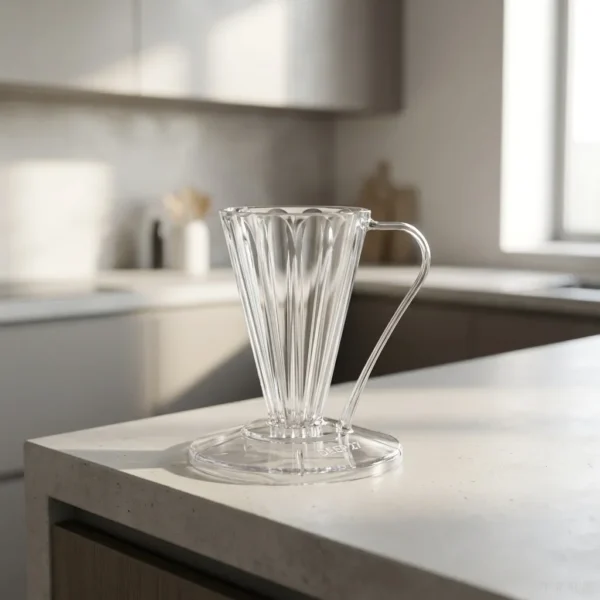 טפטפת Cafec Flower Dripper Deep 27 בשימוש במהלך מזיגת מים חמים על קפה פילטר טרי
