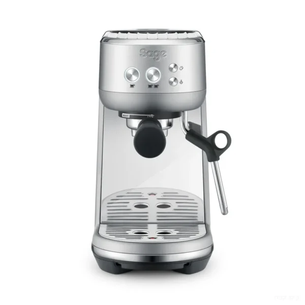 מכונת אספרסו Sage Bambino (Breville) SES450 נירוסטה מוברשת במבט חזיתי על רקע לבן
