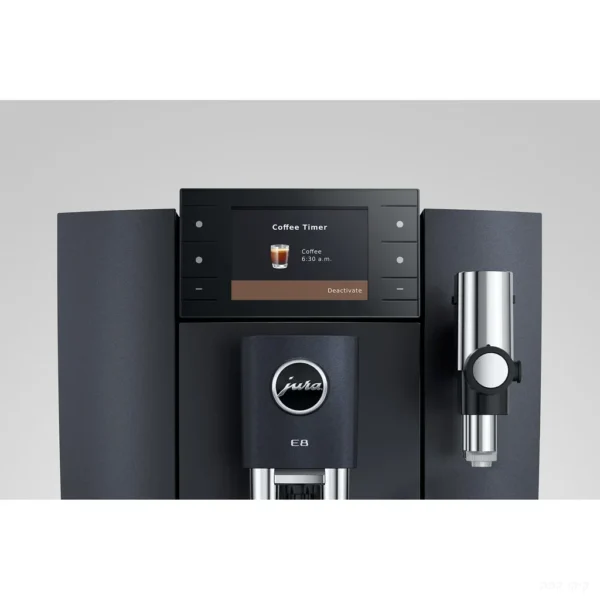 מסך צבעוני 3.5 אינץ' עם פונקציית Coffee Timer במכונת קפה Jura E8 Cosmic Black (ED)