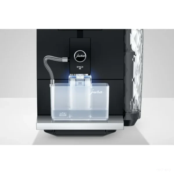 מכונת קפה אוטומטית Jura ENA 8 Full Metropolitan Black - מיכל וצינור לניקוי מערכת החלב מחוברים למכונה