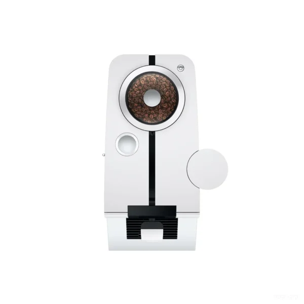 מכונת קפה אוטומטית Jura ENA 8 Full Nordic White - מבט מלמעלה על מיכל הפולים הפתוח והמלא