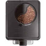 מיכל הפולים של מכונת קפה אוטומטית מליטה Melitta Caffeo Passione OT במבט מלמעלה, מכסה Aromasafe ופולי קפה