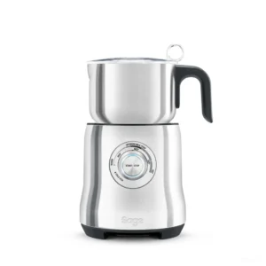מקציף חלב Sage Milk Café (Breville) SMF600 בנירוסטה מוברשת, מבט חזיתי על רקע לבן עם חוגת הטמפרטורה