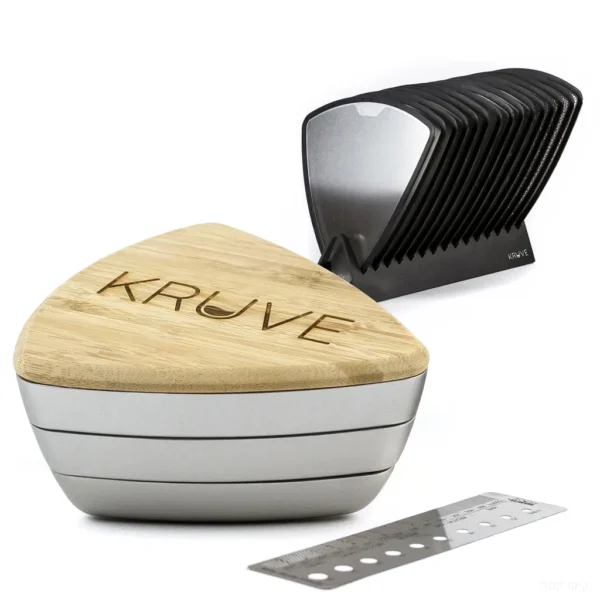 מכשיר הניפוי Kruve Sifter עם סט 15 הנפות המלא אחרי השדרוג (המכשיר והמעמד אינם כלולים בערכה)