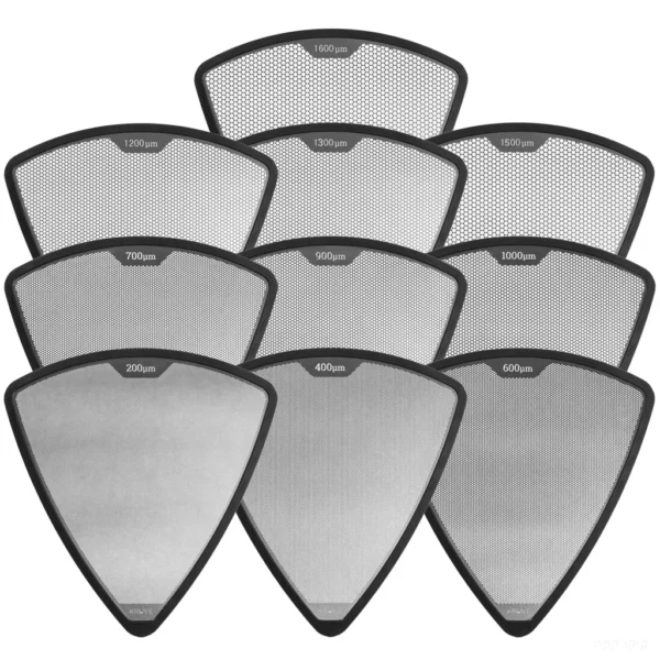 ערכת 10 נפות Kruve Grind Sieves לשדרוג מכשיר הניפוי Kruve Sifter - הנפות מסומנות בגודל המיקרון